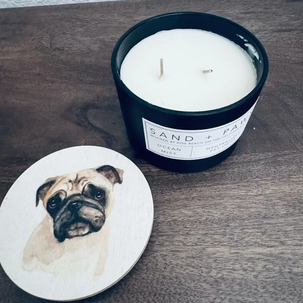Pug Dog Ocean Mist Sand + Paws Jar Candle